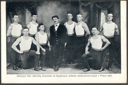 American Sokol team at the 1912 Sokol Slet in Prague with Josef Čermak