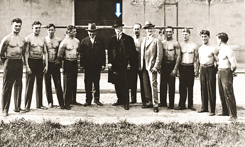 President-Tomáš-Masaryk-(arrow)-and-Czechoslovakia’s-men’s-International-Sokol-Gymnastic-Team-photo-circa-1930s