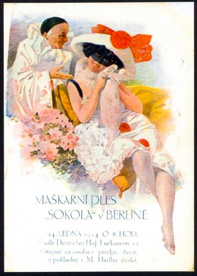 Sokol in Berlin (1914): poster for a masquerade ball.