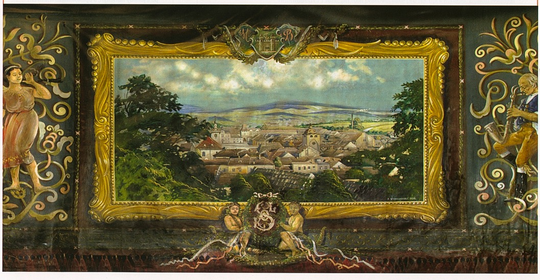 Stage backdrop in Sokol Beroun, circa 1936 (photo from Czech Union Sokol)